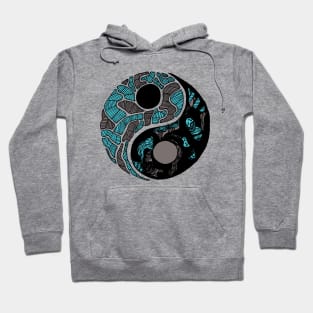 Blue Grey Abstract Yin Yang Hoodie